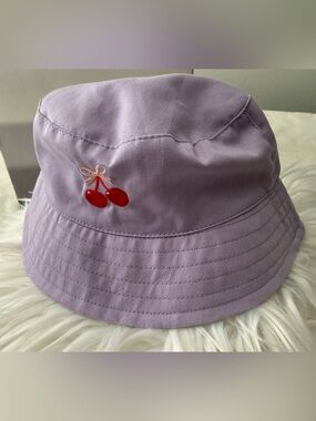 1-3 Yrs Purple Cherry Embroidered Bucket Hat